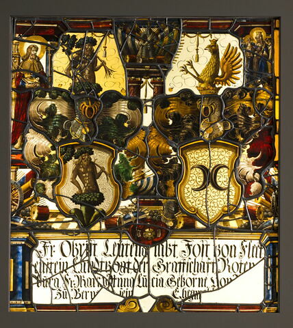 Panneau rectangulaire : armoiries du baron Fost de Fleckenstein et de son épouse Maria Anna Lucia, née von Roll zu Bernauns, image 1/2