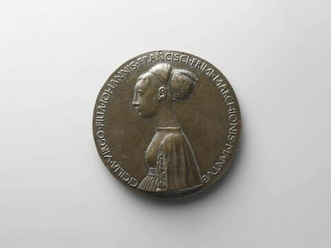 Médaille : Cecilia Gonzaga (1425-1451) / jeune fille et une licorne, image 1/2