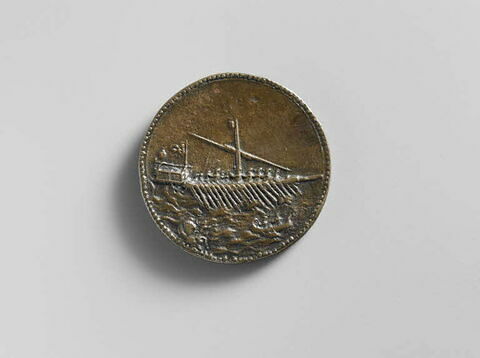 Médaille : Andrea Doria, amiral gênois (1468-1560) / une barque s'éloignant d'une galère, image 2/2