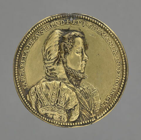 Médaille : Marguerite d'Autriche, gouvernante des Pays-Bas, (1522-1586), image 1/2