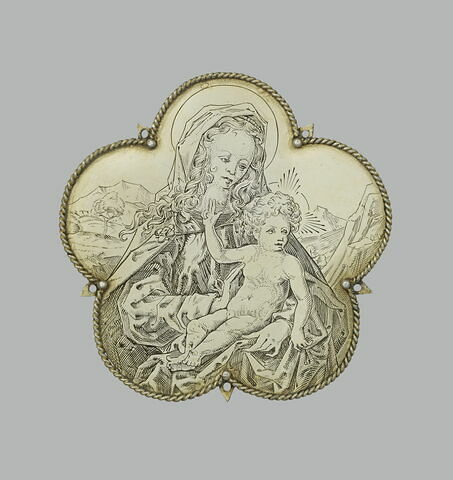 Médaillon polylobé : La Vierge et l'Enfant.