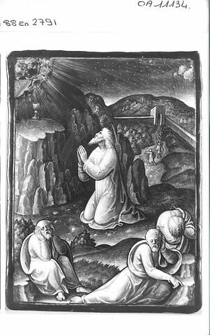Plaque : Le Christ au jardin des Oliviers, d'une série de dix "La Passion du Christ" (OA 11134 à OA 11143)