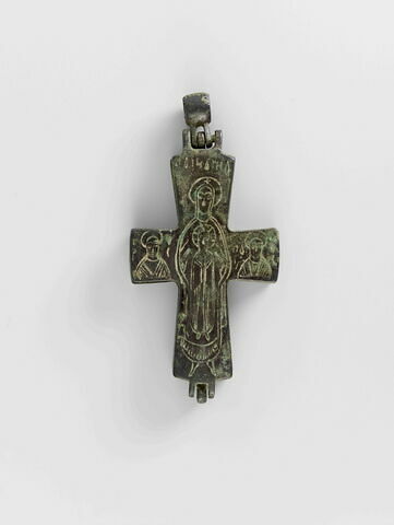 Croix reliquaire (encolpion) en bronze à décor gravé, image 3/3
