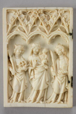 Feuillet gauche d'un diptyque : la Vierge entre sainte Catherine et saint Jean, image 1/2
