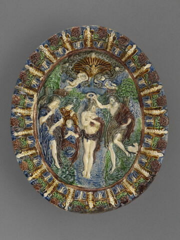 Coupe ovale sur pied : Le Baptême du Christ, image 1/3