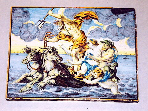 Plaque rectangulaire : Neptune enlevant Amphitrite sur son char ou L’Eau