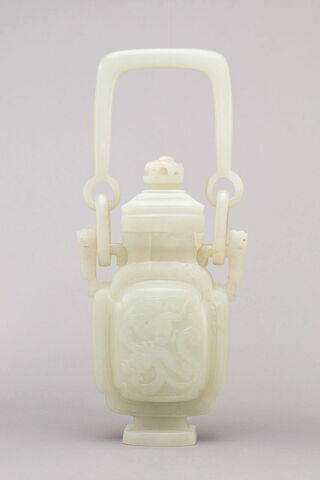 Vase en jade avec couvercle, panse ornée de dragons, image 14/15