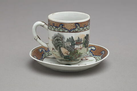 Tasse à café à anse et sa soucoupe, d'un service à thé et à café de douze pièces (R 1208 à 1219)