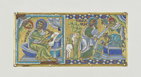 Plaque d'une croix (bras dextre) : saint Marc, le sacrifice d'Isaac par Abraham, image 1/5