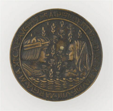 Médaille : Philibert de Savoie et de sa femme Marguerite d'Autriche / armes de Savoie, image 1/2
