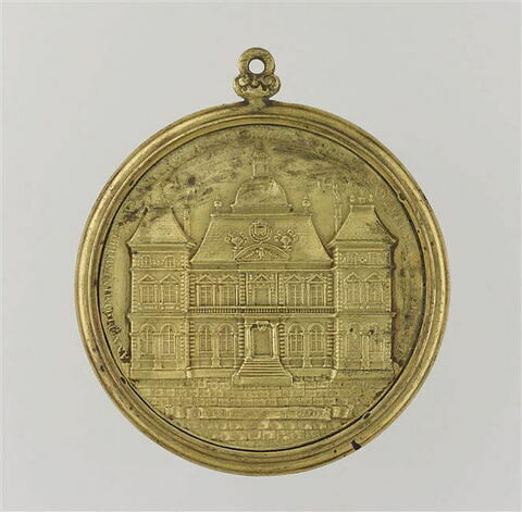 Médaille : façade de l'hôtel de ville de Lyon / inscription, image 1/2
