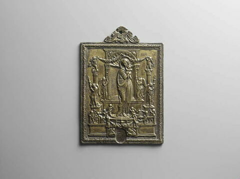 Plaquette : la Vierge à l'enfant entourés d'anges, image 1/2
