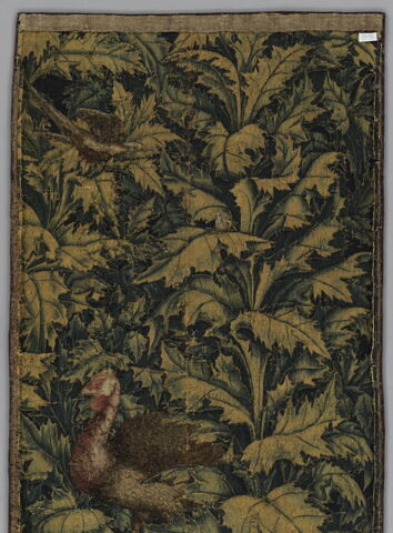 Fragment de tapisserie à décor de grande feuilles avec un dindon, image 4/8