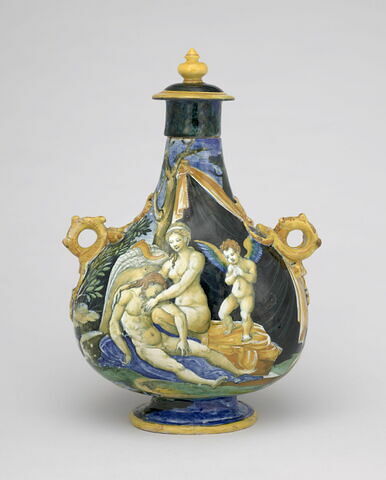 Gourde couverte à deux passants : La Mort d'Adonis, Hercule et Déjanire auprès du Centaure, image 1/4