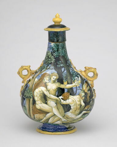 Gourde couverte à deux passants : La Mort d'Adonis, Hercule et Déjanire auprès du Centaure, image 3/4