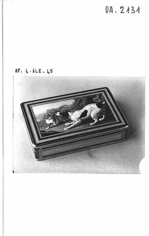 Tabatière : micro-mosaïque au chien et au chat, image 1/1