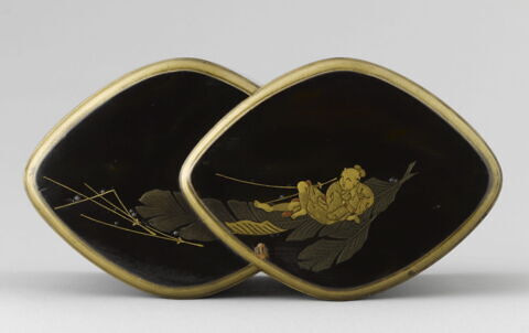 Boîte en forme de double ovale : oiseaux et personnages, image 3/9