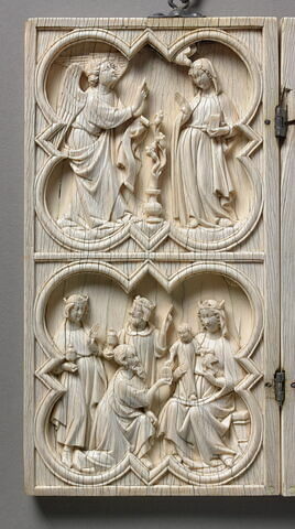 Diptyque à quatre-feuilles : Annonciation, Nativité, Adoration des mages, Crucifixion, image 2/4