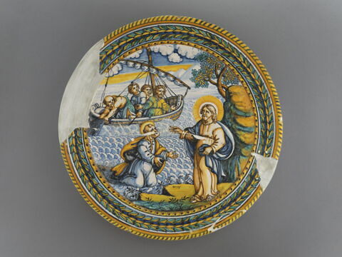 Plat rond : apparition du Christ à saint Pierre