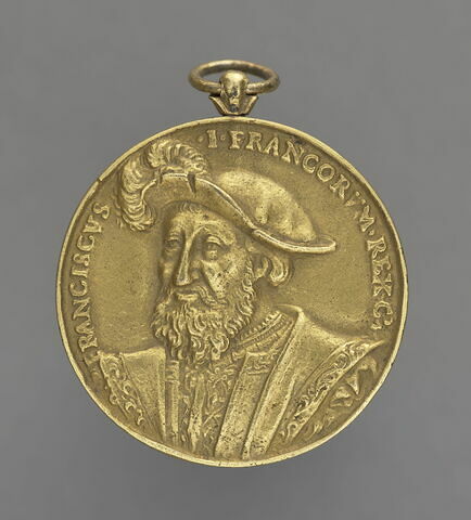 Médaille : François Ier / une salamandre entourée d'une couronne et surmontée d'une couronne royale