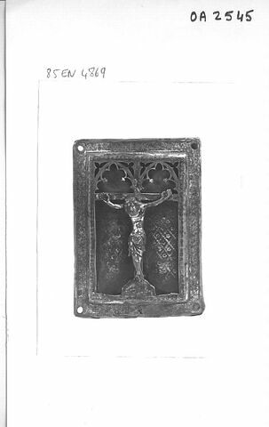 Baiser de paix rectangulaire : figure d'applique, le Christ en croix, image 3/3