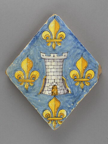 Carreau en losange : armoiries de Marie de la Tour d'Auvergne, duchesse de la Trémouille