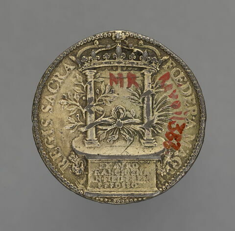 Médaille : Henri IV / autel surmonté de colonnes et couronnes, image 2/2