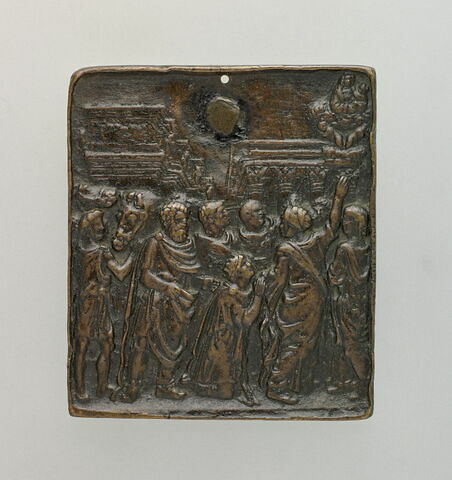 plaquette : La Sybille montrant la Vierge dans le ciel à l'empereur Auguste