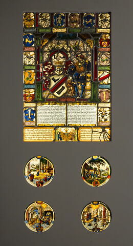 Rondel aux armes de Johann-Heinrich Kraft, curé de Gros-Wangen (canton de Lucerne) : La Présentation de la Vierge, image 2/2