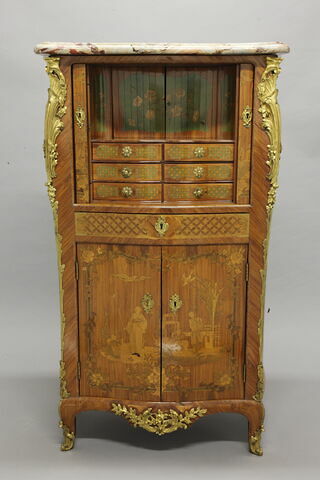 Secrétaire en armoire à marqueterie de scènes chinoises, image 13/17