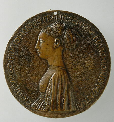 Médaille : Cecilia Gonzaga (1425-1451) / jeune fille et une licorne, image 1/4