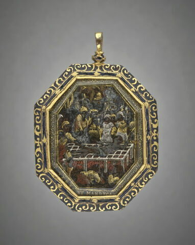 Médaillon octogonal : le martyre de saint Laurent, image 1/2