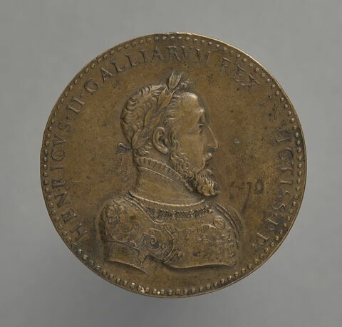 Médaille : Henri II / la  Paix, l'Abondance et la Renommée sur un char, image 1/2