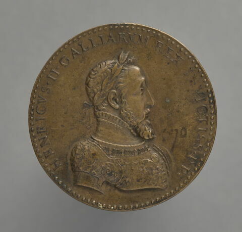 Médaille : Henri II / la  Paix, l'Abondance et la Renommée sur un char, image 1/2