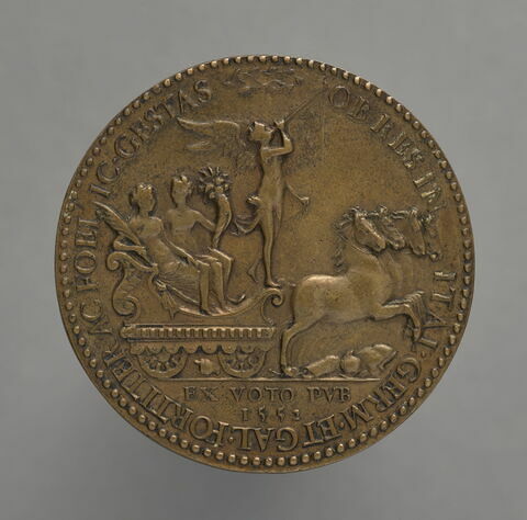 Médaille : Henri II / la  Paix, l'Abondance et la Renommée sur un char, image 2/2
