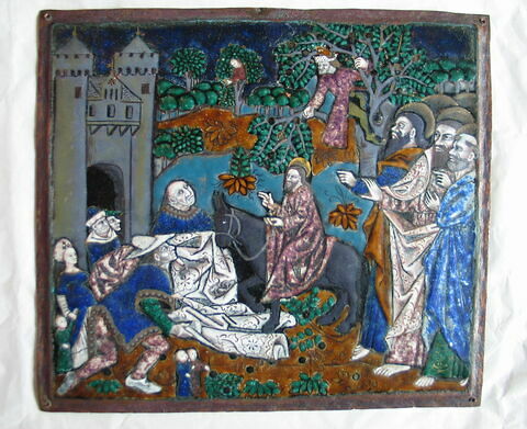 Plaque : L'entrée du Christ à Jérusalem, d'un ensemble de douze plaques, image 2/4