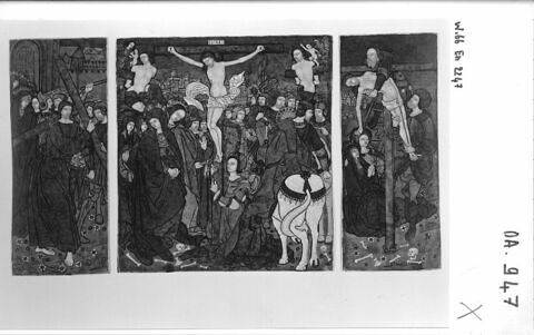 Triptyque : La Crucifixion entre le Portement et la Descente de croix (trois plaques), image 7/8