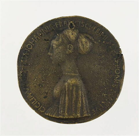 Médaille : Cecilia Gonzagua / une jeune fille et une licorne, image 1/2