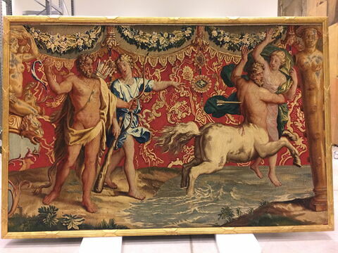 Fragment de la tapisserie Le Triomphe d'Hercule : Hercule tuant le centaure Nessus, de la tenture des Triomphes des Dieux
