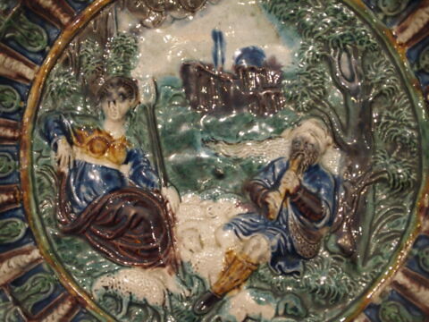 Plat rond à pied : berger et bergère, image 2/6