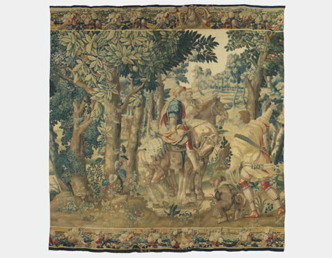 Fragment de tapisserie : allégorie du mois de juillet, la chasse au cerf, le Lancer ou le Rapport, image 3/4