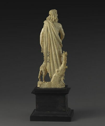 Statuette de saint Jean Baptiste, sur socle en bois peint, image 4/9