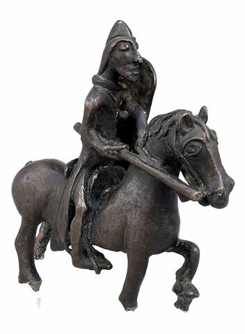 Statuette : Chevalier (cavalier portant casque, lance, bouclier et éperons)