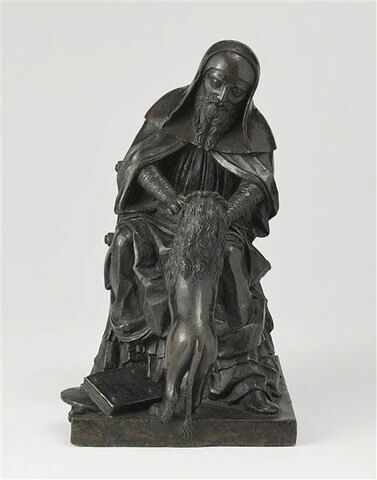 Groupe sculpté : saint Jérome et le lion, image 2/7