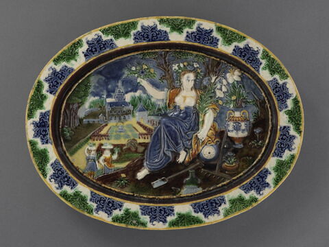 Plat ovale : Allégorie du Printemps (Flore) ou 