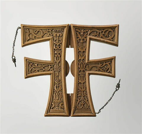Lettre F (dite de François Ier), s'ouvrant à charnière : La Crucifixion et les neuf preux, image 3/3