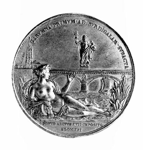 Médaille : Le pont de Bordeaux, cliché de revers