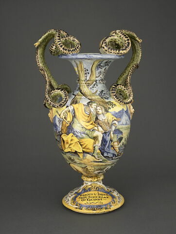Vase ovoïde à deux anses : l'Empereur Henri V ; saint Pierre sauvé des flots ; armoiries