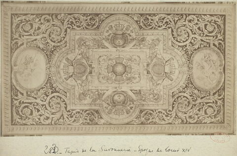 Tapis de la Grande Galerie aux armes de France et de Navarre avec un globe au centre, image 5/6