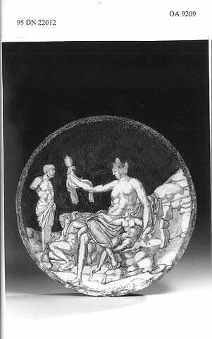 Médaillon (tondo) : Sacrifice au dieu des jardins (Sacrifice à Pan ? Offrande à Priape ?), image 1/1